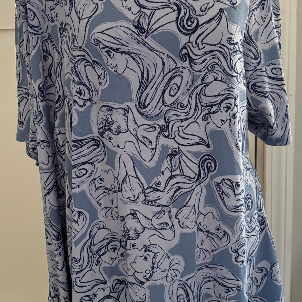 LuLaRoe Disney Princesses Blue & Cream XL
